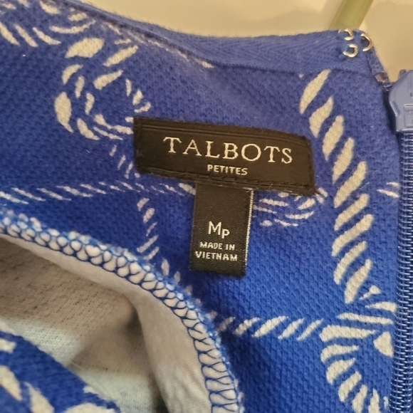 Talbots Medium Petites Nautical Rope Dress Blue Short sleeve Back zip - Picture 3 of 12